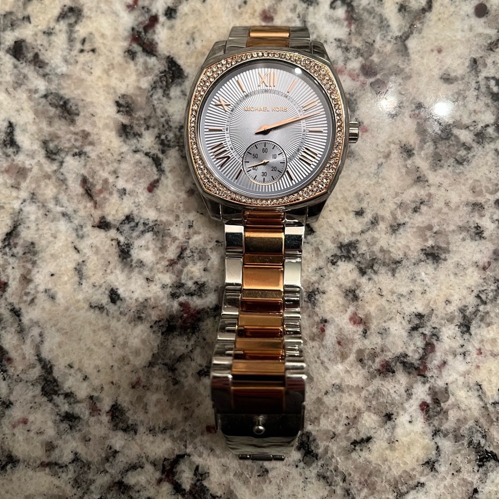 Michael Kors 2 toned watch with light blue face